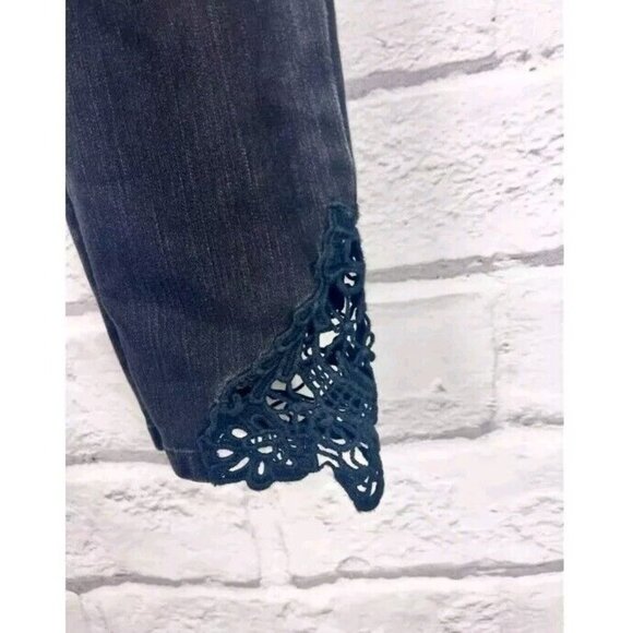 Soft Surroundings Size 10P Jeans Touch of Lace Crochet Ankle Denim Stret… - Picture 4 of 7